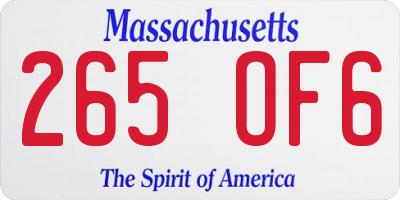 MA license plate 265OF6