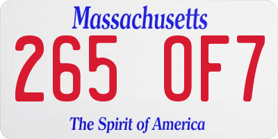 MA license plate 265OF7