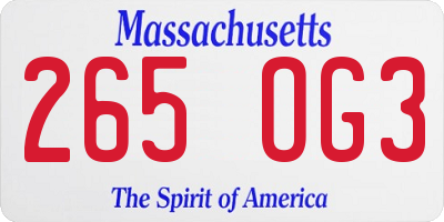 MA license plate 265OG3