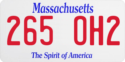 MA license plate 265OH2