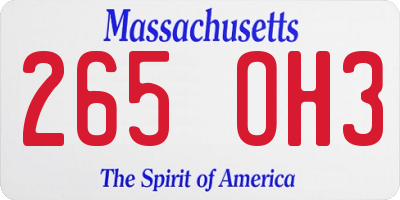 MA license plate 265OH3