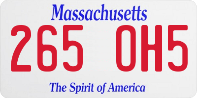 MA license plate 265OH5
