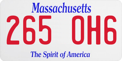 MA license plate 265OH6