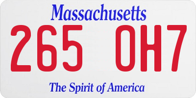 MA license plate 265OH7