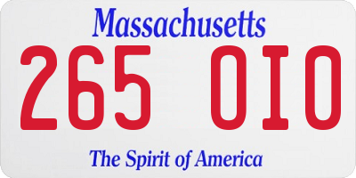 MA license plate 265OI0