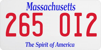 MA license plate 265OI2