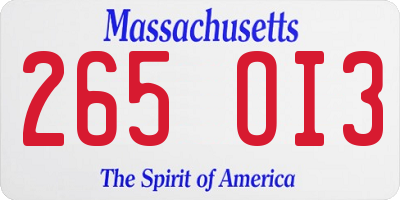 MA license plate 265OI3