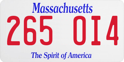 MA license plate 265OI4
