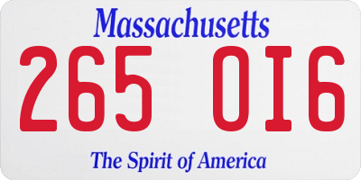 MA license plate 265OI6