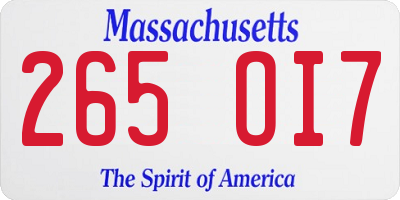 MA license plate 265OI7