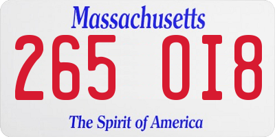 MA license plate 265OI8