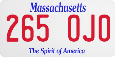 MA license plate 265OJ0