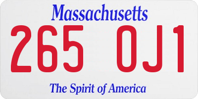 MA license plate 265OJ1
