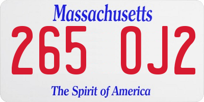 MA license plate 265OJ2