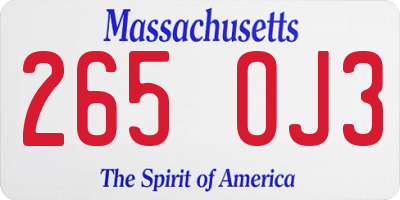 MA license plate 265OJ3
