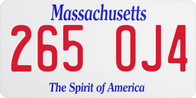 MA license plate 265OJ4