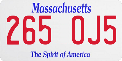 MA license plate 265OJ5