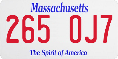MA license plate 265OJ7