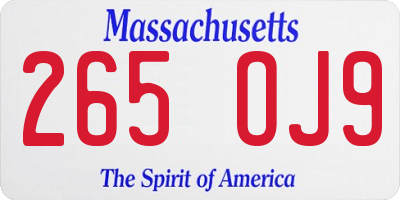 MA license plate 265OJ9