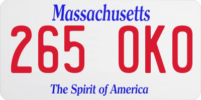 MA license plate 265OK0
