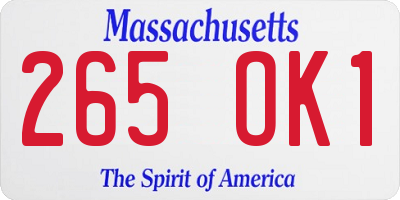 MA license plate 265OK1