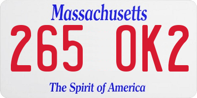 MA license plate 265OK2