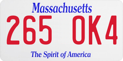 MA license plate 265OK4