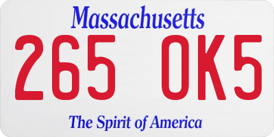 MA license plate 265OK5