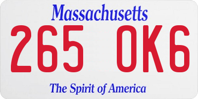 MA license plate 265OK6