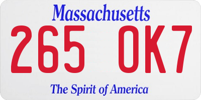 MA license plate 265OK7