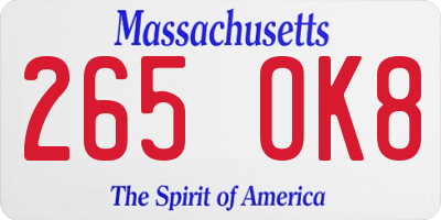 MA license plate 265OK8