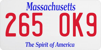 MA license plate 265OK9