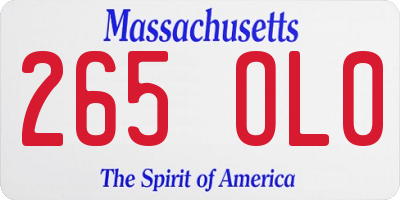 MA license plate 265OL0