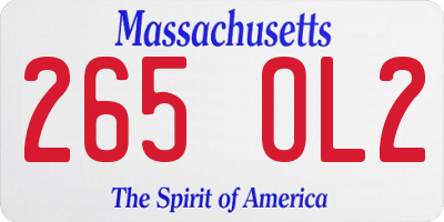 MA license plate 265OL2
