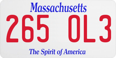 MA license plate 265OL3