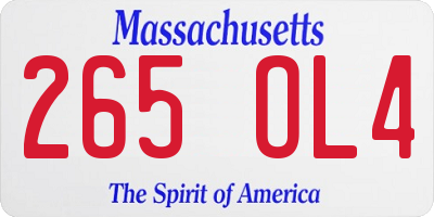 MA license plate 265OL4