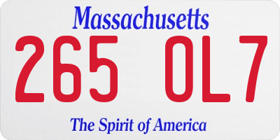 MA license plate 265OL7