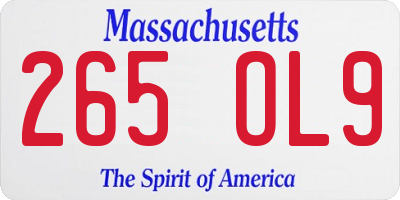 MA license plate 265OL9