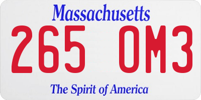 MA license plate 265OM3