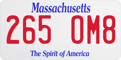 MA license plate 265OM8