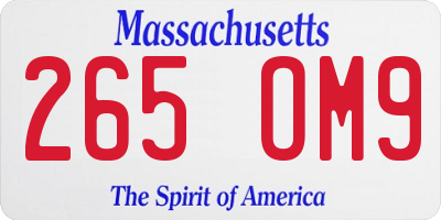 MA license plate 265OM9