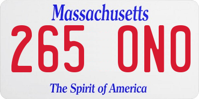 MA license plate 265ON0