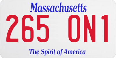 MA license plate 265ON1