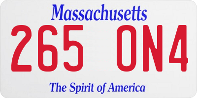 MA license plate 265ON4