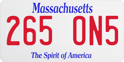 MA license plate 265ON5