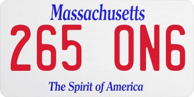 MA license plate 265ON6