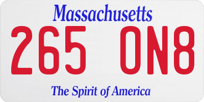 MA license plate 265ON8