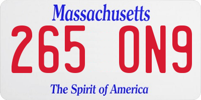 MA license plate 265ON9