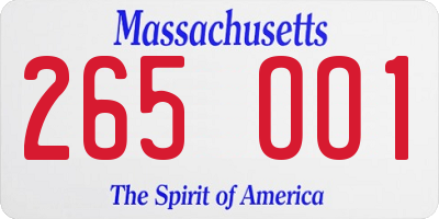 MA license plate 265OO1