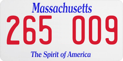 MA license plate 265OO9